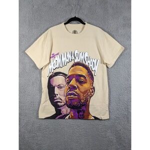 Kid Cudi Moon Man & Slim Shady Graphic T Shirt Mens S Beige Music Rap Hip Hop